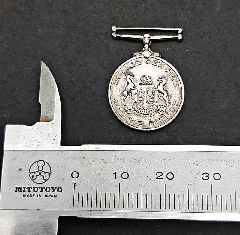 RARE: Pre-1923 SA Colonial Police 'Faithful Service' .925 Silver Miniature Medal (Type I).