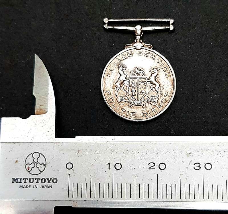 RARE: Pre-1923 SA Colonial Police 'Faithful Service' .925 Silver Miniature Medal (Type I).