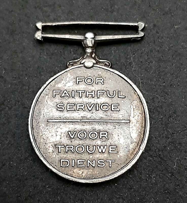 RARE: Pre-1923 SA Colonial Police 'Faithful Service' .925 Silver Miniature Medal (Type I).