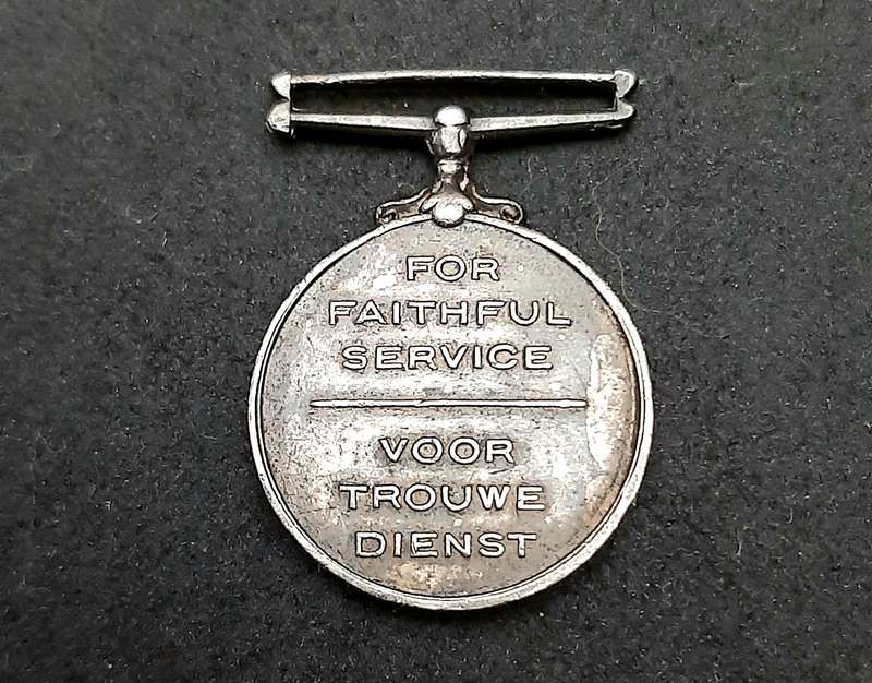 RARE: Pre-1923 SA Colonial Police 'Faithful Service' .925 Silver Miniature Medal (Type I).