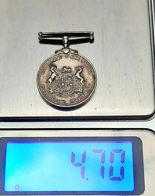 RARE: Pre-1923 SA Colonial Police 'Faithful Service' .925 Silver Miniature Medal (Type I).