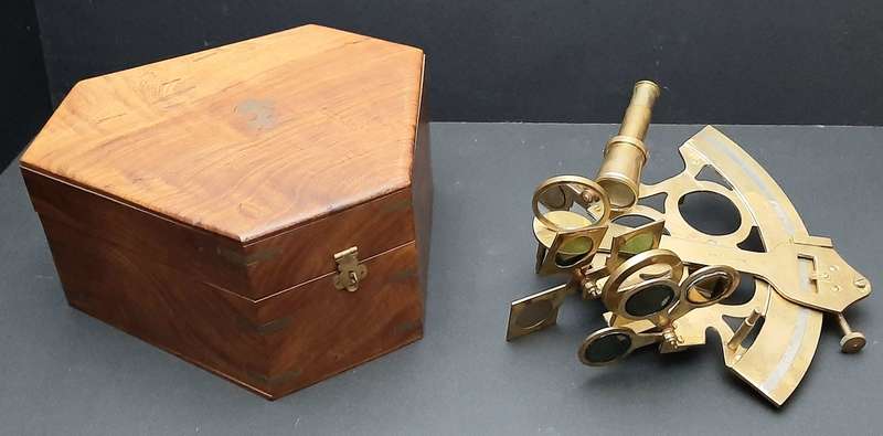 RARE: Early 20th Century- Naval  Navigational Sextant/ Quintant w/ Portmanteau (Ross, London).