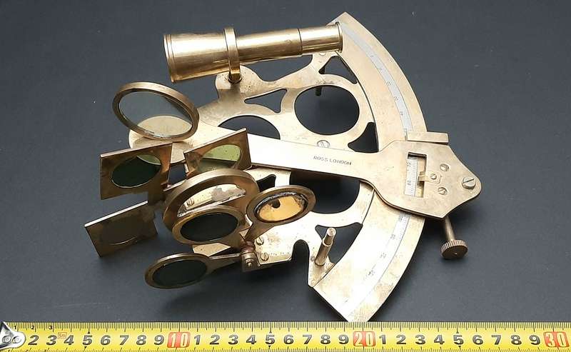 RARE: Early 20th Century- Naval  Navigational Sextant/ Quintant w/ Portmanteau (Ross, London).