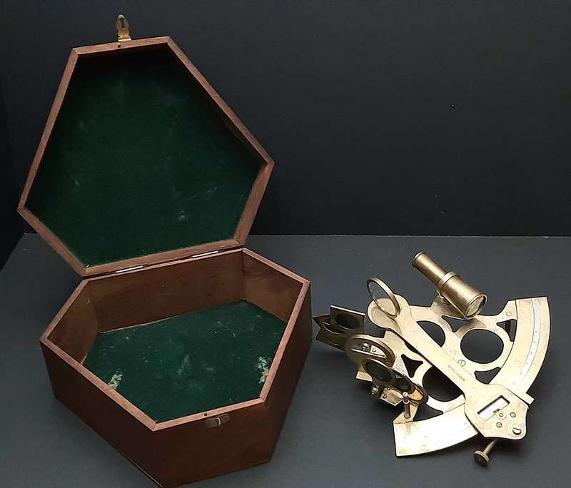 RARE: Early 20th Century- Naval  Navigational Sextant/ Quintant w/ Portmanteau (Ross, London).