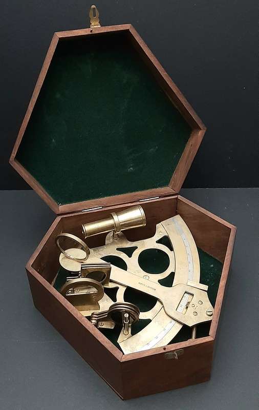 RARE: Early 20th Century- Naval  Navigational Sextant/ Quintant w/ Portmanteau (Ross, London).