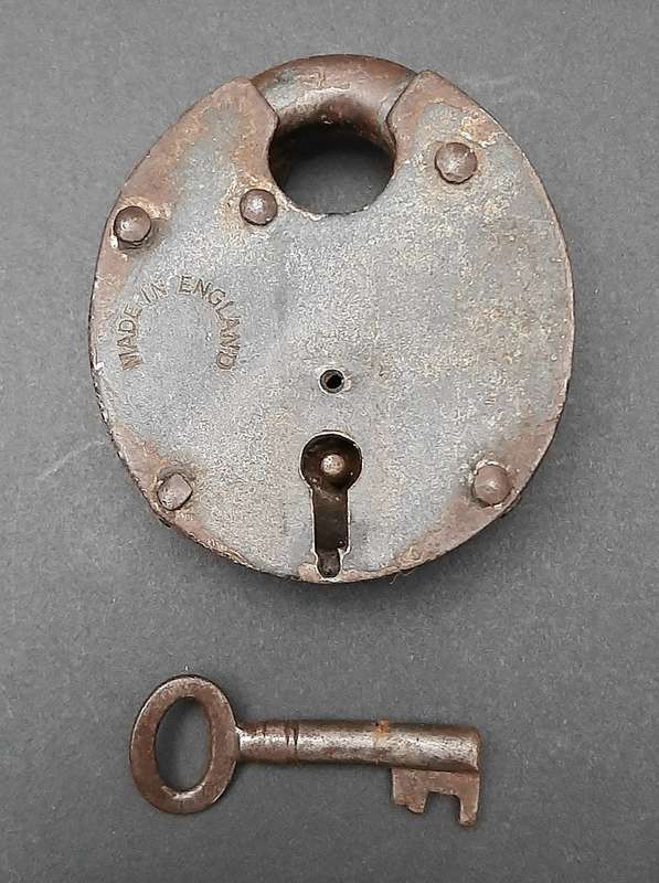 Late 19th Century: English Wrought Iron Padlock w/ Key  (Functional).