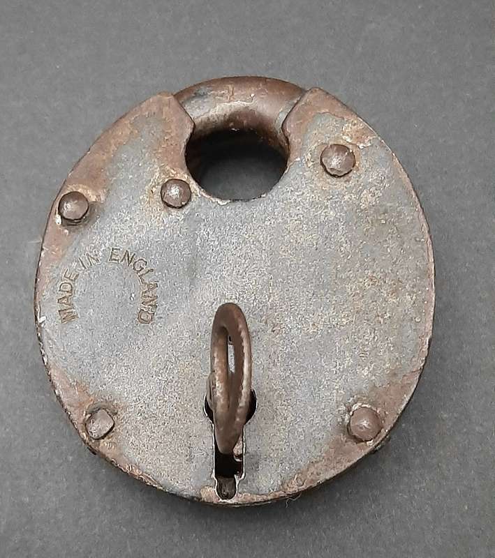 Late 19th Century: English Wrought Iron Padlock w/ Key  (Functional).