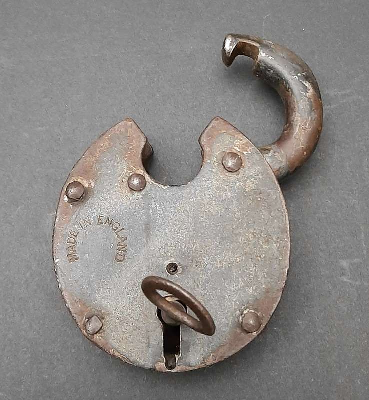 Late 19th Century: English Wrought Iron Padlock w/ Key  (Functional).