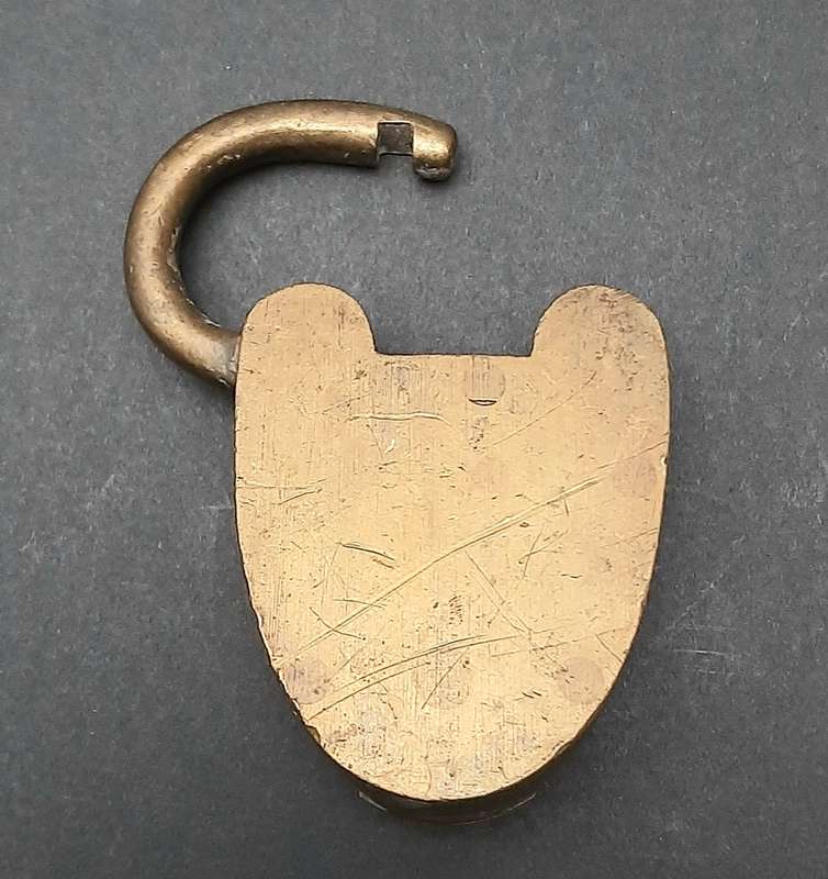 Early 20th Century: 1905 Henry Harrison & Sons Brass Trap-Door Padlock .NO KEY.(5cmx4cm).