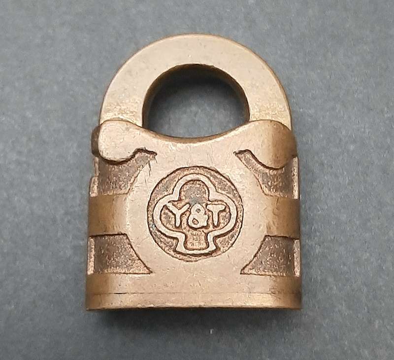 Early 20th Century: Yale & Towne Brass Padlock w/out Key (3.5cm x 3.5cm)