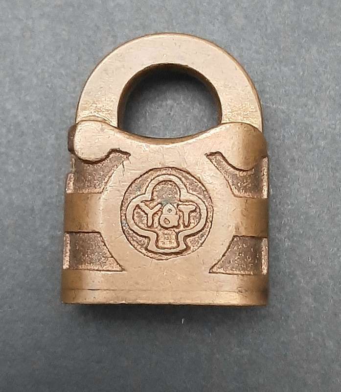 Early 20th Century: Yale & Towne Brass Padlock w/out Key (3.5cm x 3.5cm)