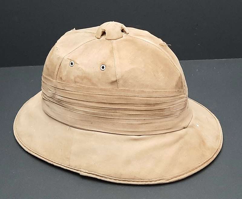 RARE: 1940s SA Railways- Khaki Pith/ Custodian Helmet w/ Pugaree ( Size 58/59).