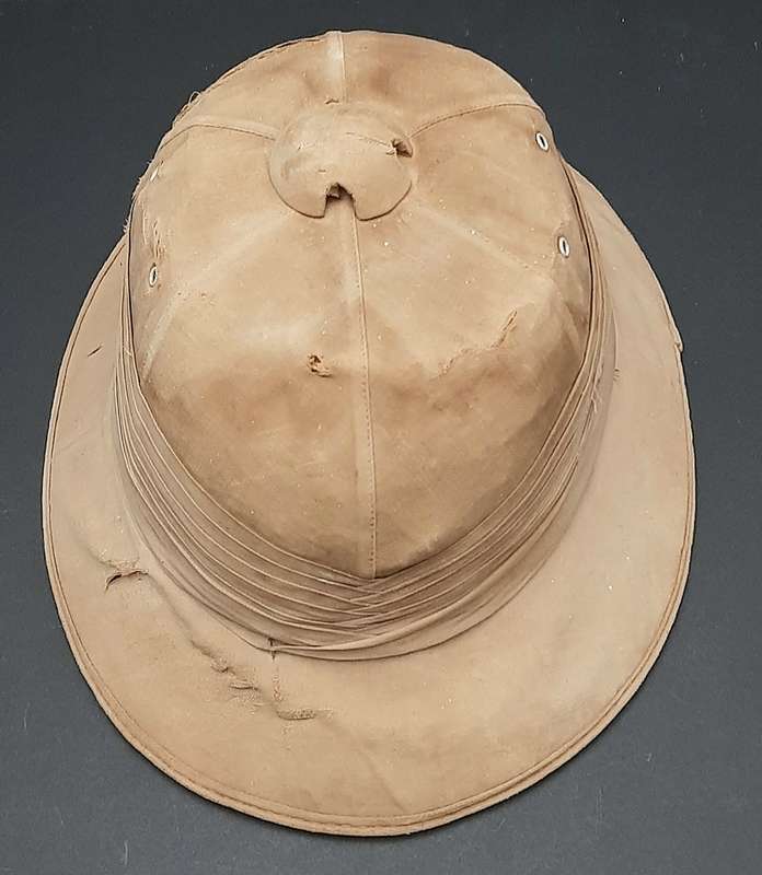 RARE: 1940s SA Railways- Khaki Pith/ Custodian Helmet w/ Pugaree ( Size 58/59).