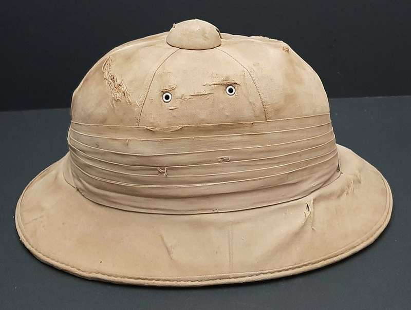 RARE: 1940s SA Railways- Khaki Pith/ Custodian Helmet w/ Pugaree ( Size 58/59).