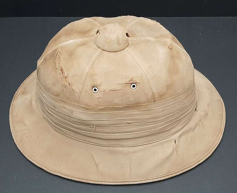 RARE: 1940s SA Railways- Khaki Pith/ Custodian Helmet w/ Pugaree ( Size 58/59).
