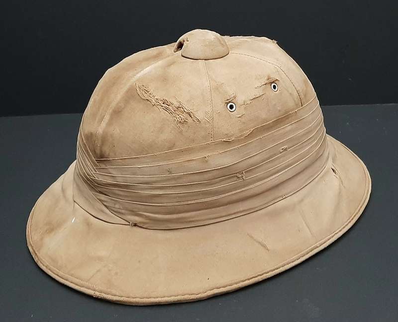 RARE: 1940s SA Railways- Khaki Pith/ Custodian Helmet w/ Pugaree ( Size 58/59).