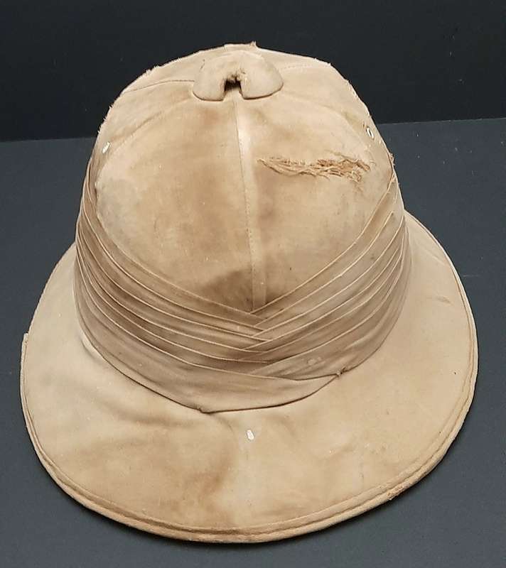 RARE: 1940s SA Railways- Khaki Pith/ Custodian Helmet w/ Pugaree ( Size 58/59).