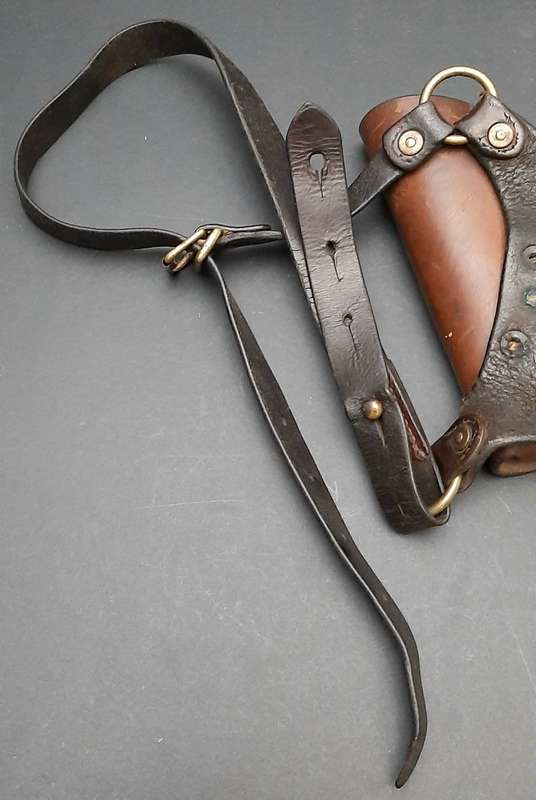 RARE: Boer War - British Officer's .455 Webley Long Leather Holster w/ Cross-Strap (Brass Fittings).