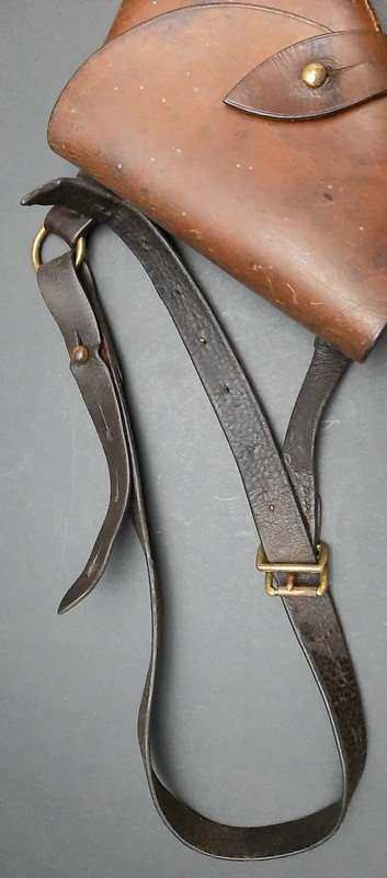 RARE: Boer War - British Officer's .455 Webley Long Leather Holster w/ Cross-Strap (Brass Fittings).