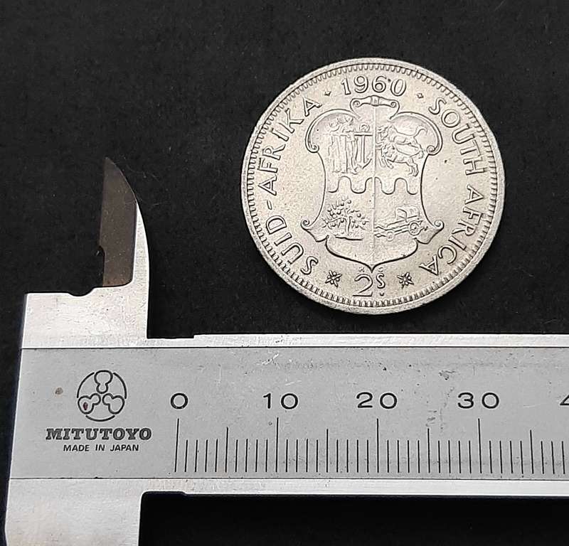 1960 South Africa: .500 Silver 2 Shilling Error Coin (XF/ XF+).