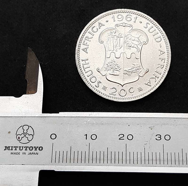 1961 South Africa: .500 Silver 20c Coin (XF+).