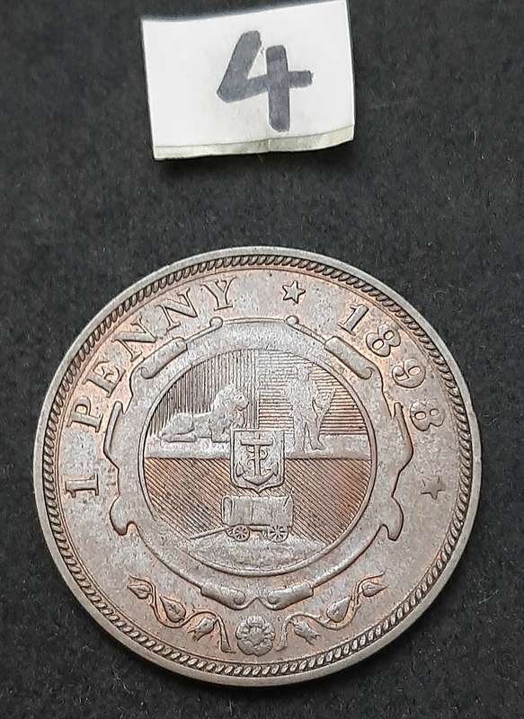 1898 Zuid-Afrikaansche Republiek: Kruger 1 Penny Coin #4  (XF)