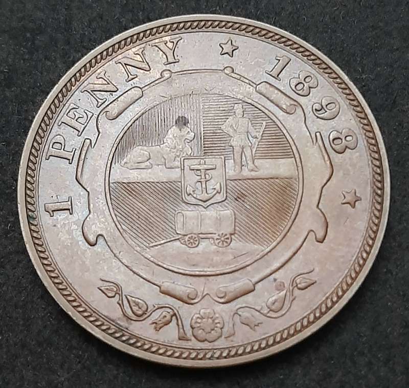 1898 Zuid-Afrikaansche Republiek: Kruger 1 Penny Coin #2  (VF+)