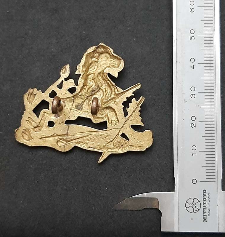 Rhodesia 1950s : British South Africa Police Brass Pith Helmet / Cap Badge w/ Lugs.