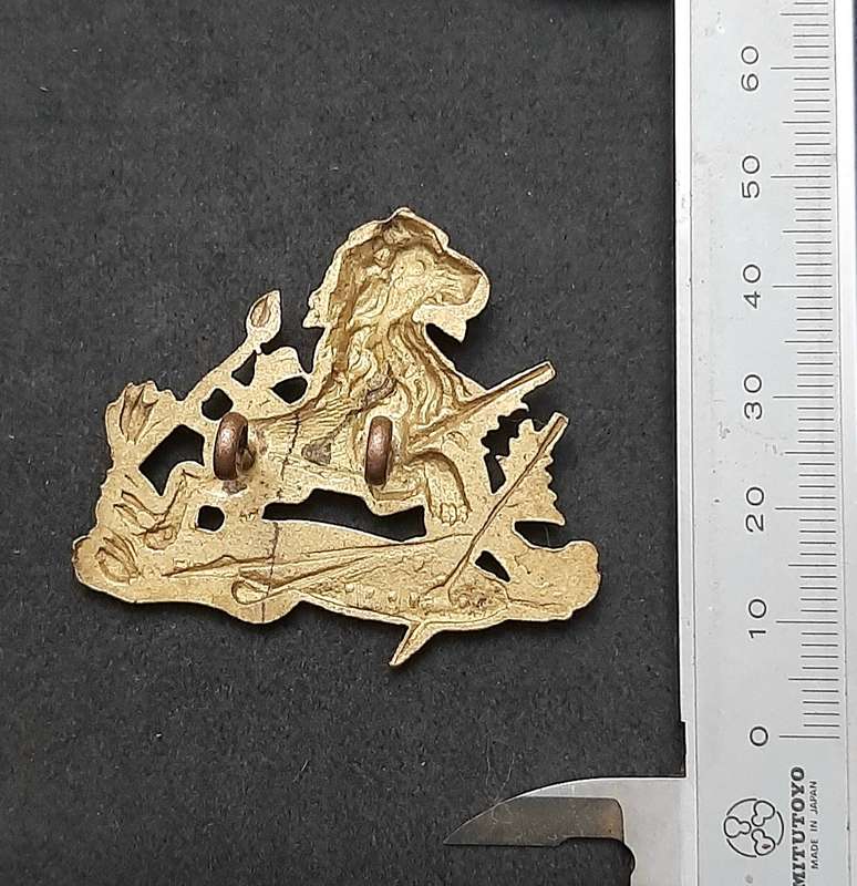 Rhodesia 1950s : British South Africa Police Brass Pith Helmet / Cap Badge w/ Lugs.