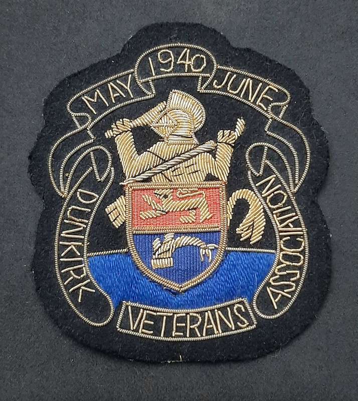 RARE: WW2 British Army 1940 Dunkirk Veteran's Association Bullion Blazer Badge (10cm x 8cm)