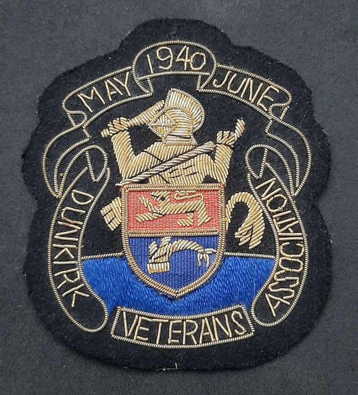 RARE: WW2 British Army 1940 Dunkirk Veteran's Association Bullion Blazer Badge (10cm x 8cm)