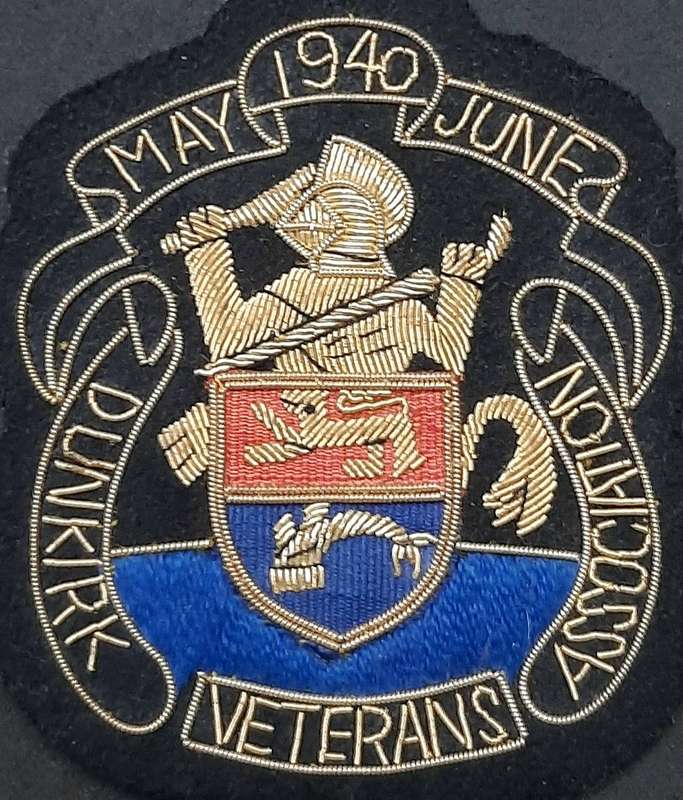 RARE: WW2 British Army 1940 Dunkirk Veteran's Association Bullion Blazer Badge (10cm x 8cm)