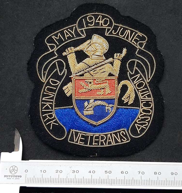 RARE: WW2 British Army 1940 Dunkirk Veteran's Association Bullion Blazer Badge (10cm x 8cm)