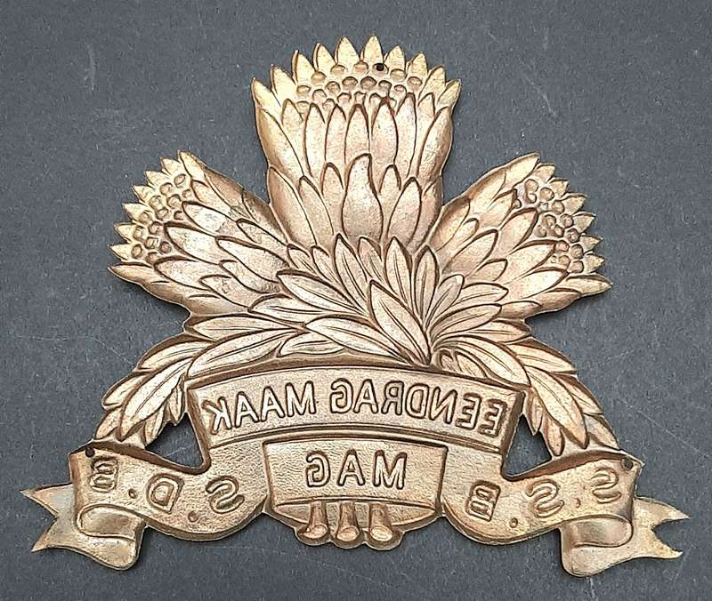 Border War: 1980s SADF 1 Special Service Battalion Brass Plaque Mount Escutcheon ( 10cm x 8.5cm)