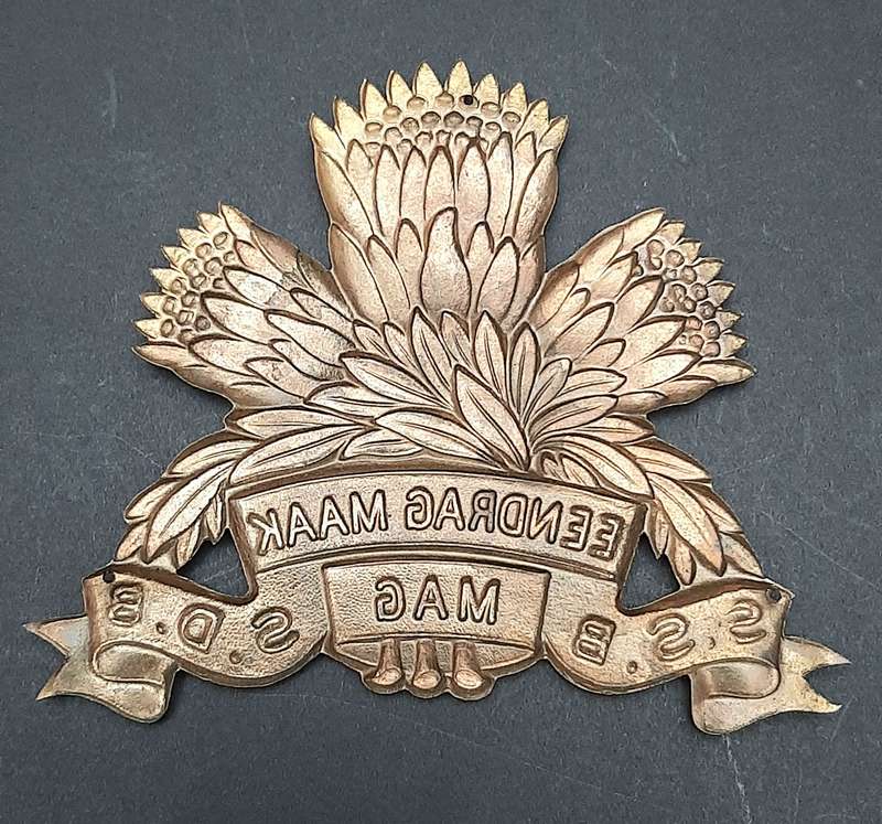 Border War: 1980s SADF 1 Special Service Battalion Brass Plaque Mount Escutcheon ( 10cm x 8.5cm)
