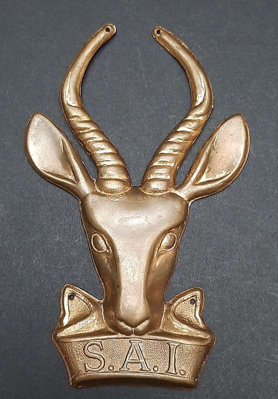 Border War: 1980s SADF Brass Infantry Unit Plaque Mount Escutcheon (10cm x 5.5 cm).