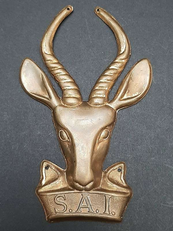 Border War: 1980s SADF Brass Infantry Unit Plaque Mount Escutcheon (10cm x 5.5 cm).