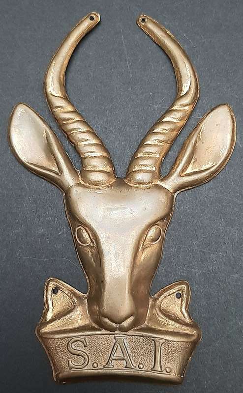 Border War: 1980s SADF Brass Infantry Unit Plaque Mount Escutcheon (10cm x 5.5 cm).