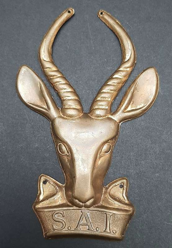 Border War: 1980s SADF Brass Infantry Unit Plaque Mount Escutcheon (10cm x 5.5 cm).