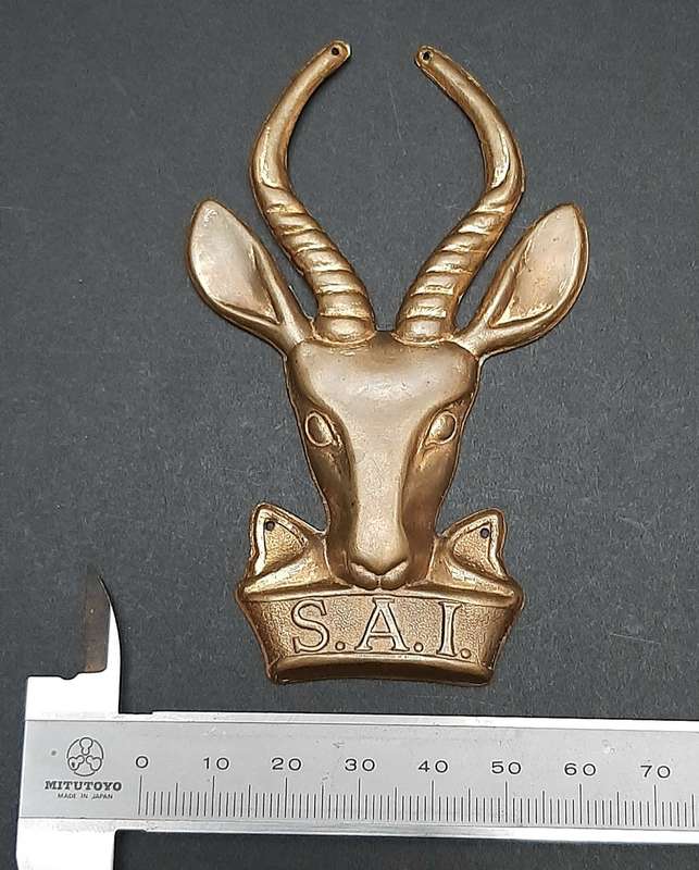 Border War: 1980s SADF Brass Infantry Unit Plaque Mount Escutcheon (10cm x 5.5 cm).