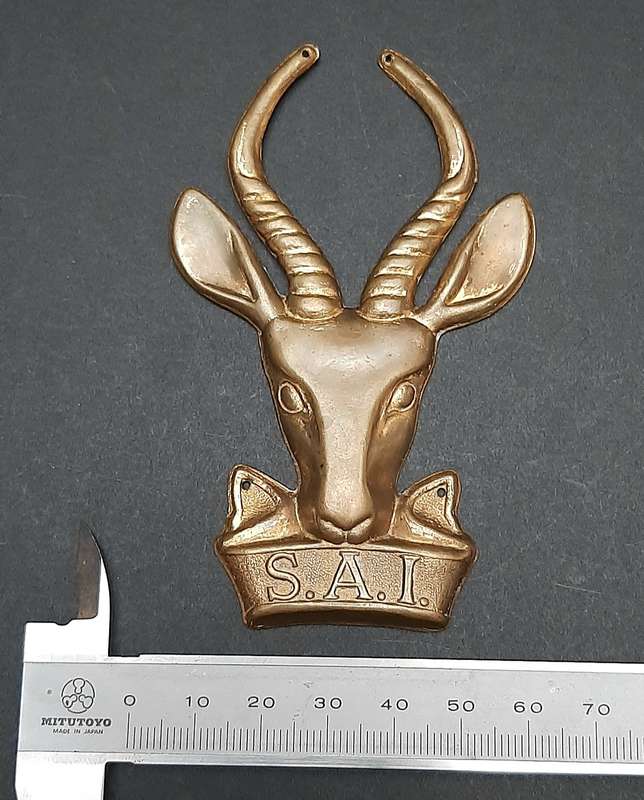 Border War: 1980s SADF Brass Infantry Unit Plaque Mount Escutcheon (10cm x 5.5 cm).