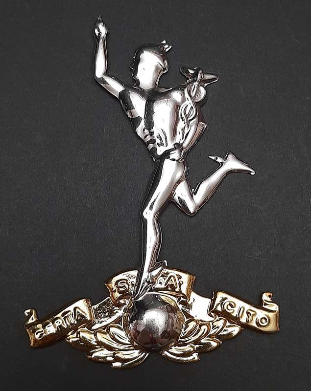 1980s Border War: SADF Signals Corps Metallic Plaque Mount Escutcheon (12cm x 8cm).