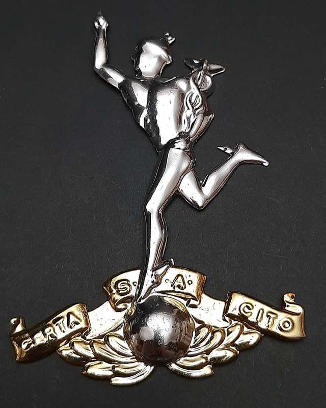 1980s Border War: SADF Signals Corps Metallic Plaque Mount Escutcheon (12cm x 8cm).