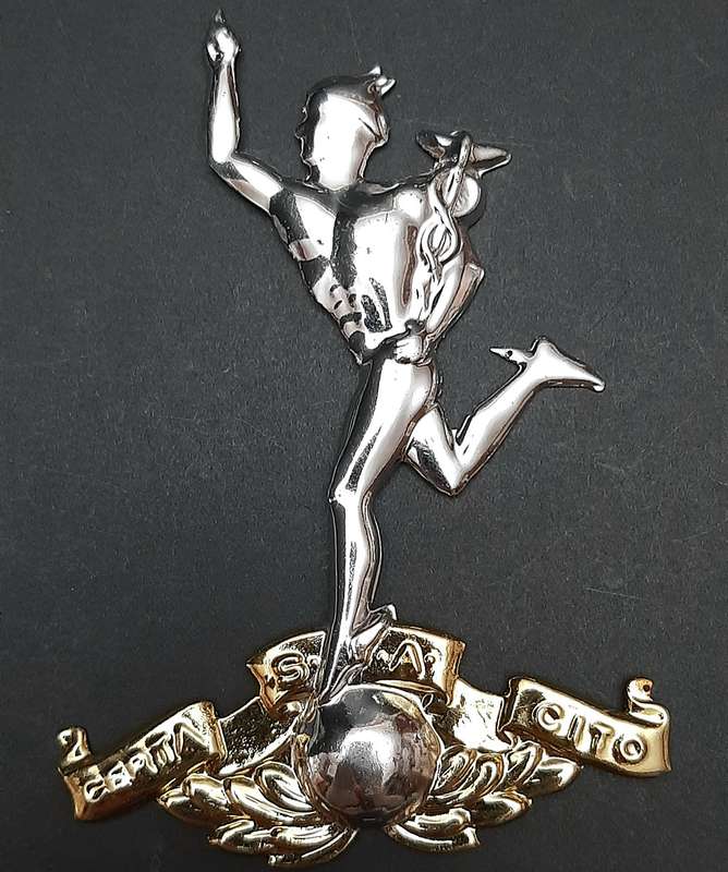 1980s Border War: SADF Signals Corps Metallic Plaque Mount Escutcheon (12cm x 8cm).
