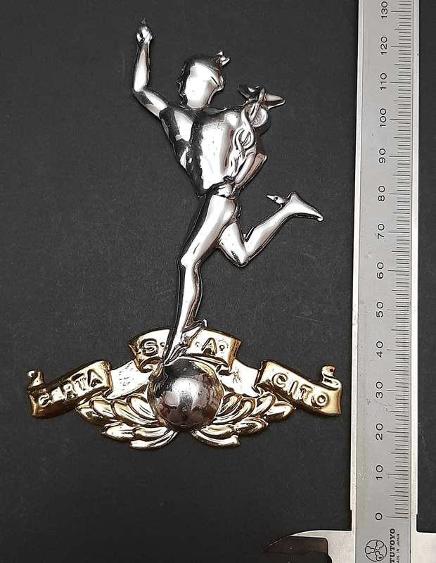 1980s Border War: SADF Signals Corps Metallic Plaque Mount Escutcheon (12cm x 8cm).