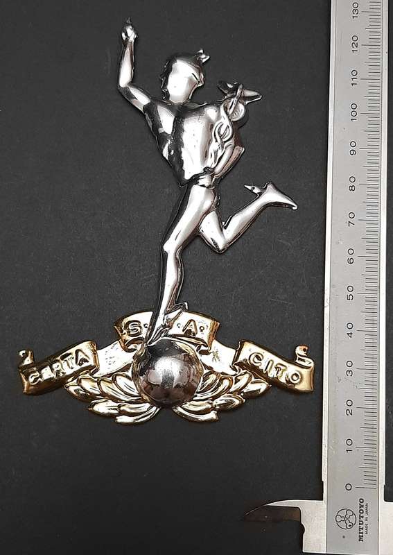1980s Border War: SADF Signals Corps Metallic Plaque Mount Escutcheon (12cm x 8cm).