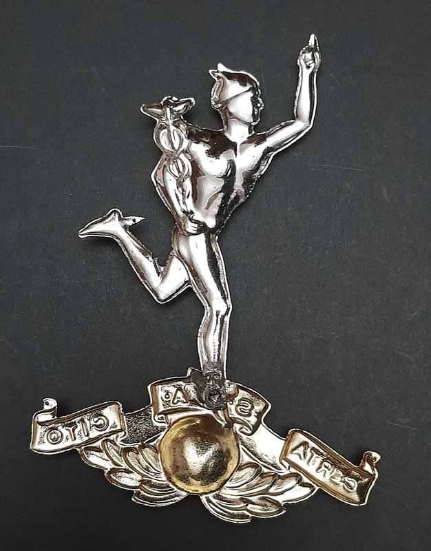 1980s Border War: SADF Signals Corps Metallic Plaque Mount Escutcheon (12cm x 8cm).