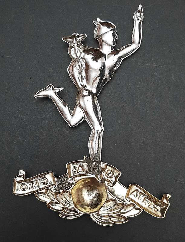 1980s Border War: SADF Signals Corps Metallic Plaque Mount Escutcheon (12cm x 8cm).