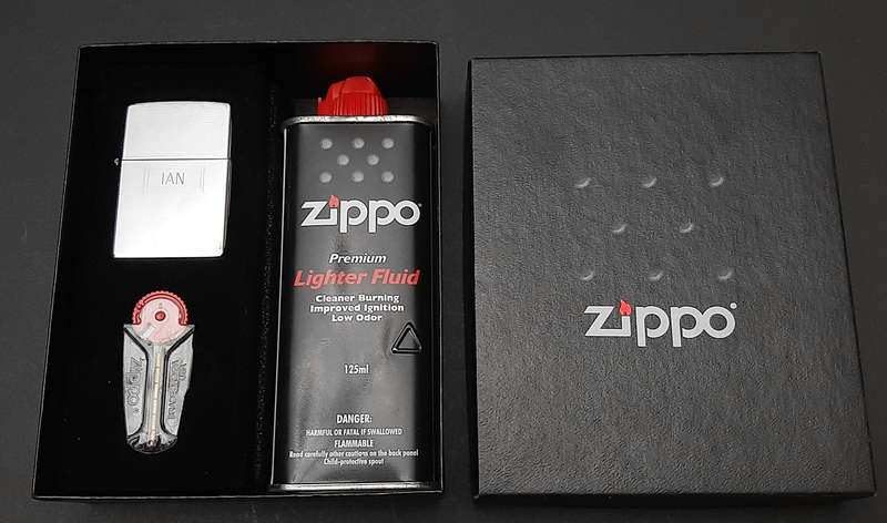 CUSTOMISED: U.S. Zippo Stainless Steel Unused Gas Lighter Box Set ( 3 Pcs)