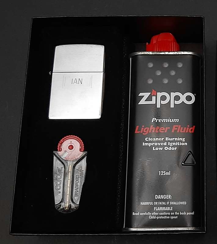 CUSTOMISED: U.S. Zippo Stainless Steel Unused Gas Lighter Box Set ( 3 Pcs)